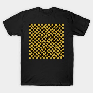 Warped Checkerboard, Black and Gold T-Shirt